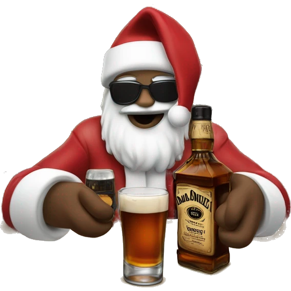 Santa drinking Jack Daniels  emoji