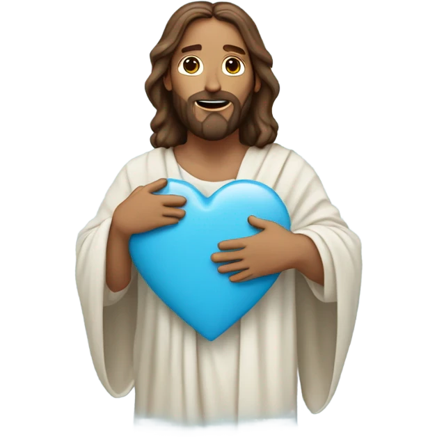 Jesus holding a baby blue heart  emoji