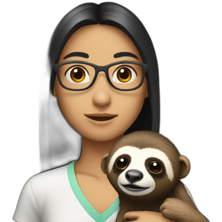 black hair pale software engineer with a sloth hanging on neck emoji