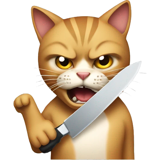 angry cat holding a knife emoji