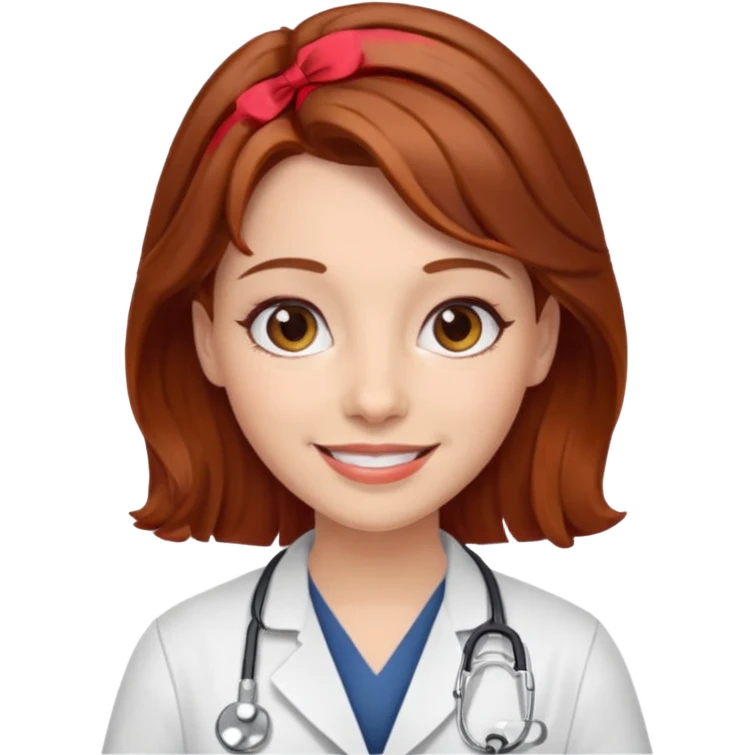 doctor with brown hair and red hairclips  emoji