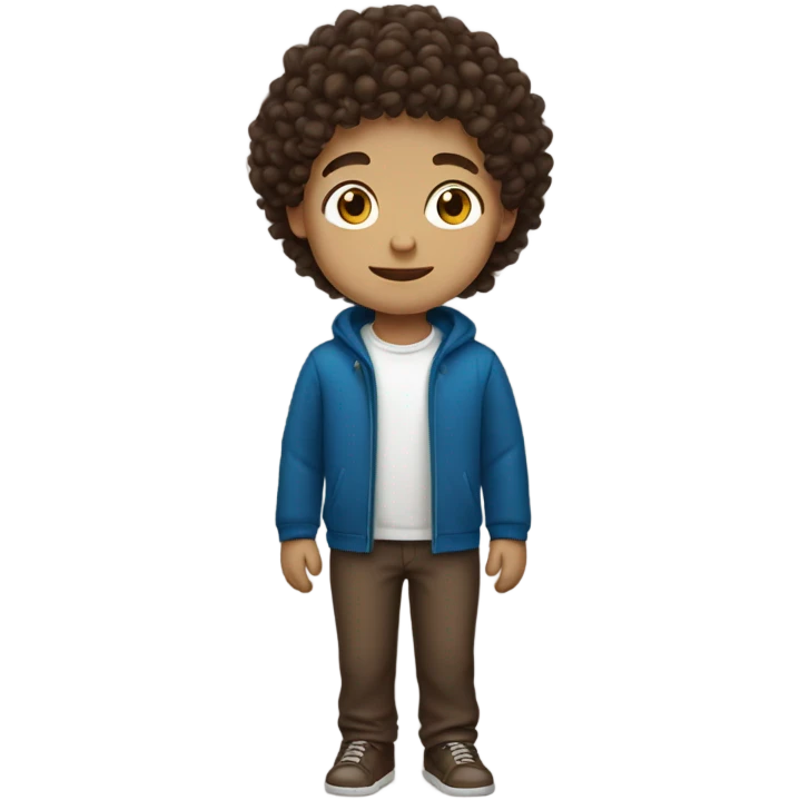 white skin boy with chocolate brown curly hair emoji