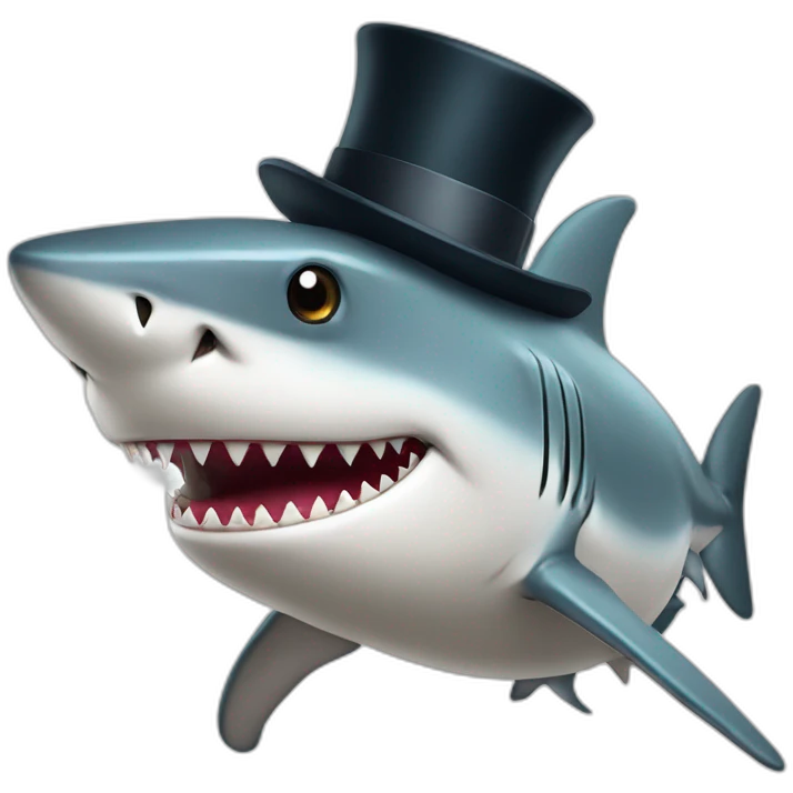 Shark with a top hat emoji