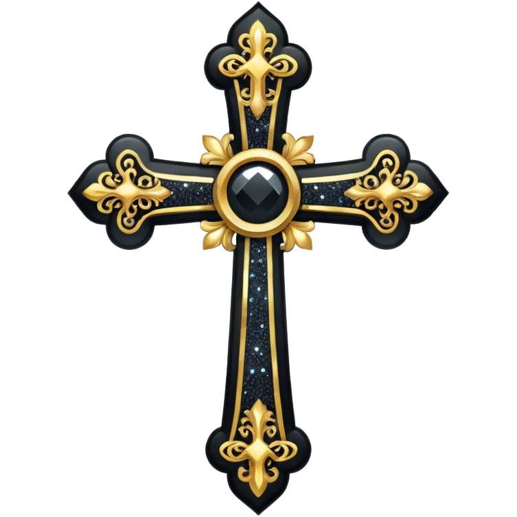 Glitter black cross emoji