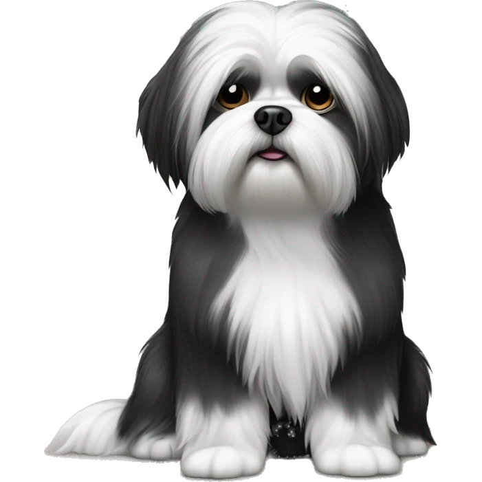 Black and white Lhasa apso dog on couch emoji