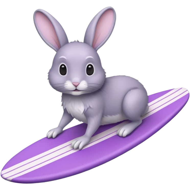Gray Rabbit riding a purple surfboard emoji