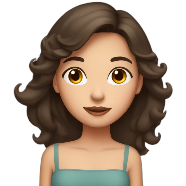 Brunette girl with big peach emoji