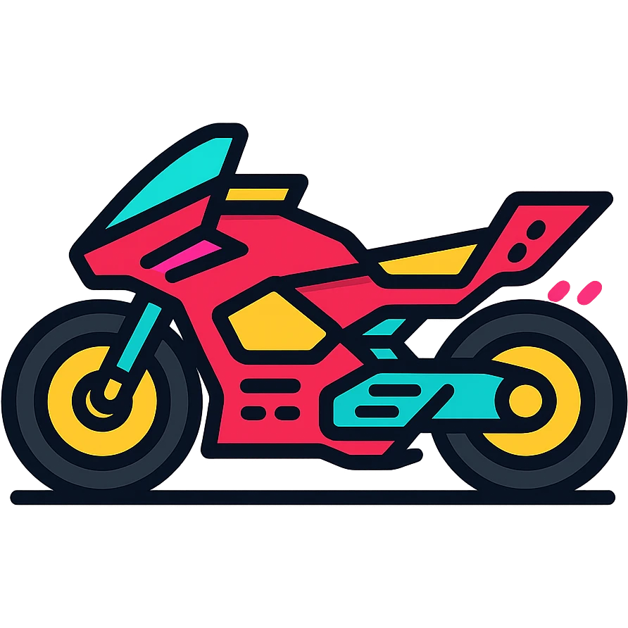cyberpunk 2077 motorcycle with futuristic design and neon details, color outline style emoji