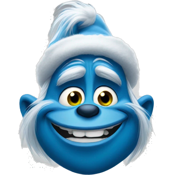 a blue grinch smirking emoji