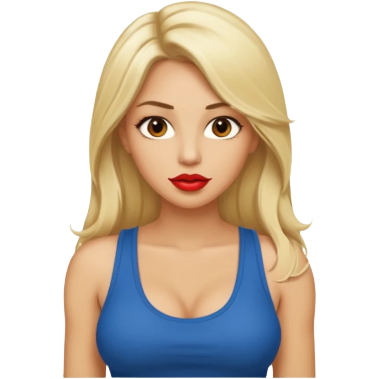 Blond female.long hair. Big tits. Red lips. Tank top emoji