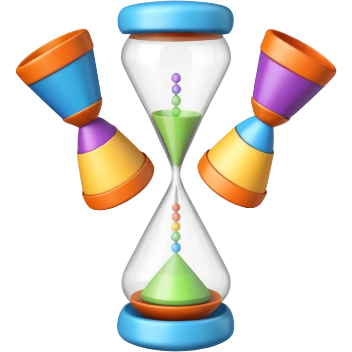 a juggling toy shaped like an hourglass: two colorful cones connected at the tips, spinning in the air emoji