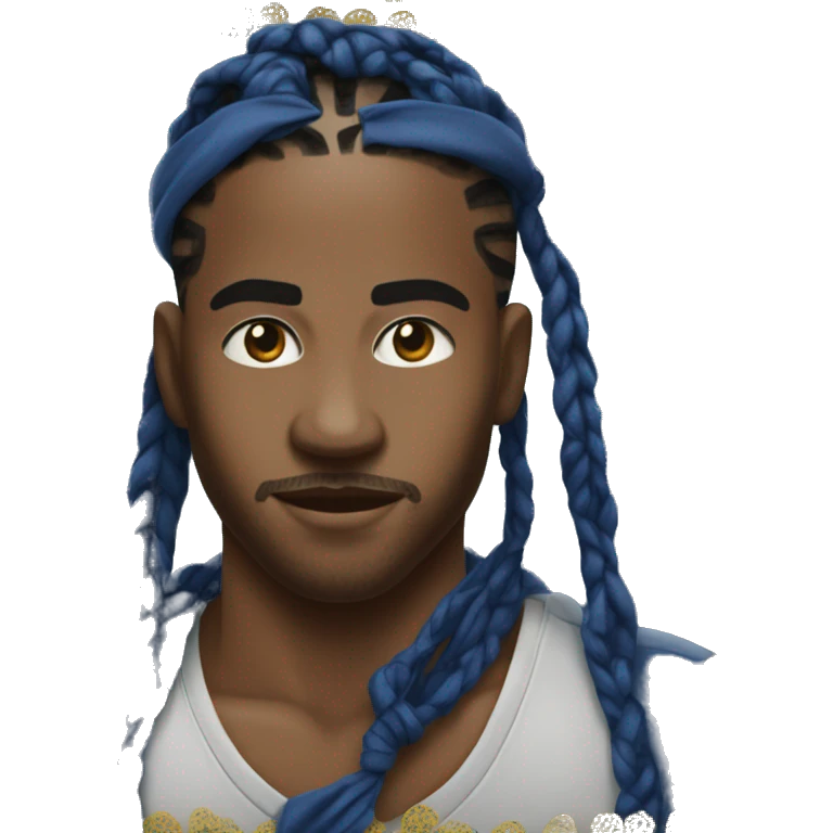 Dark blue bandana on man with cornrow hairstyle emoji