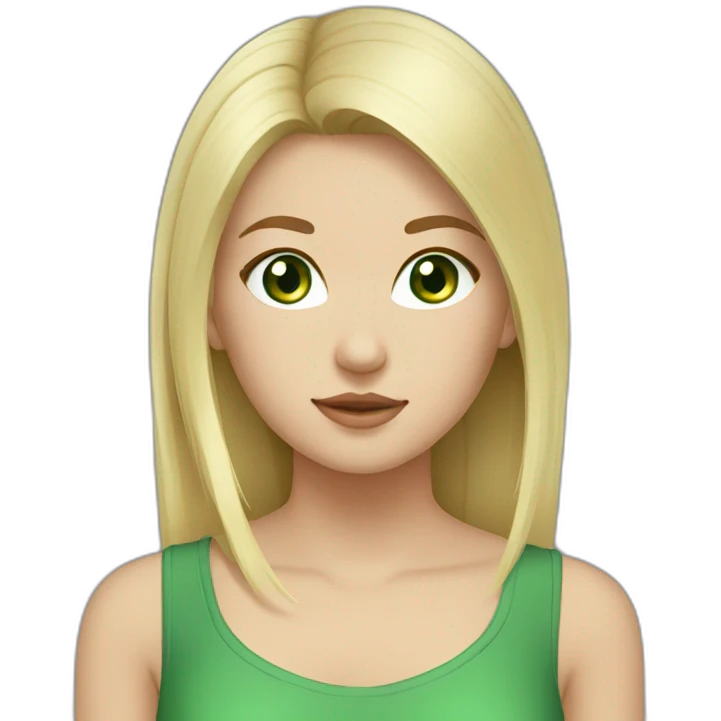 Girl blonde hair green eyes Mongolian face emoji