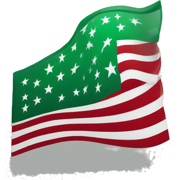 United states flag with a green square, black stars, red and black stripes emoji