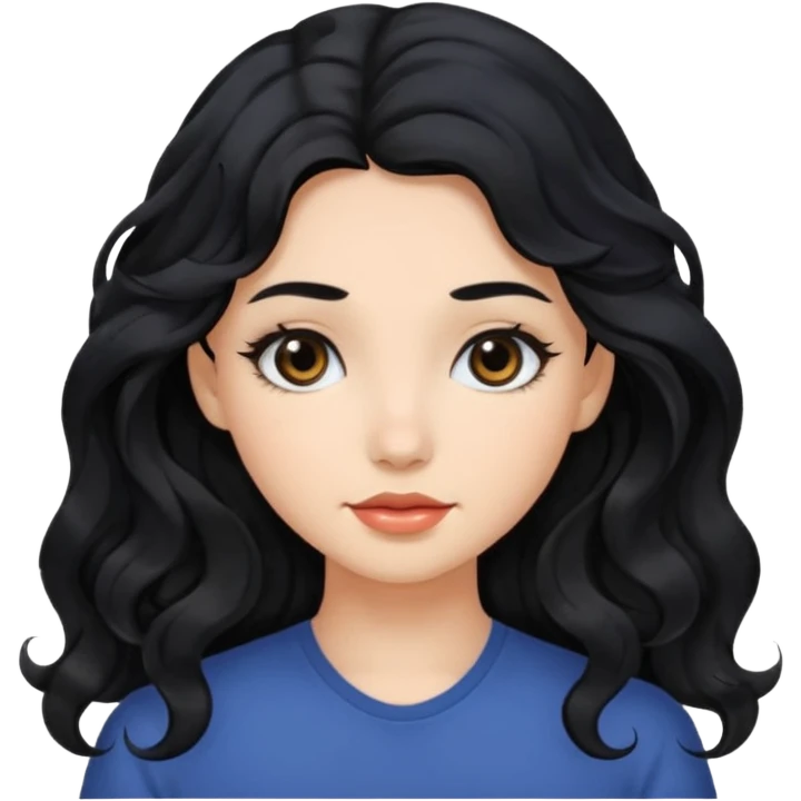 Beautiful girl,Black hair,wavy hair，long hair,Black eyes  emoji