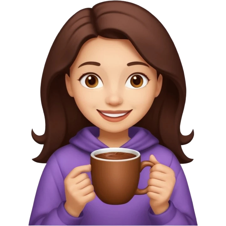 Home vibes, and girl with cacao in hands happy new year emoji