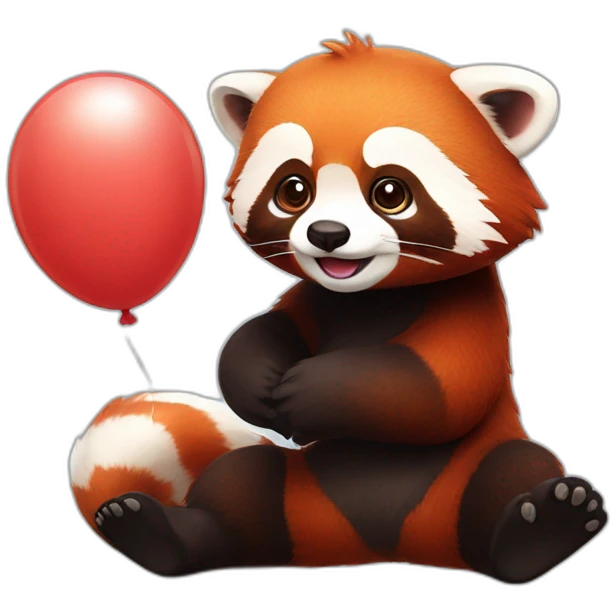 red panda with a balloon emoji