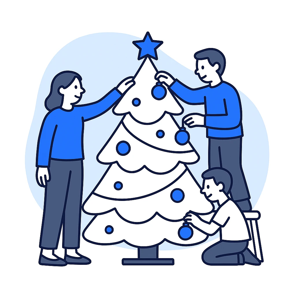 people decorating a Christmas tree emoji