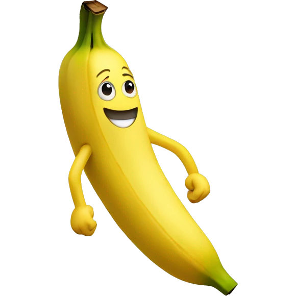 A banana with legs and a smile emoji
