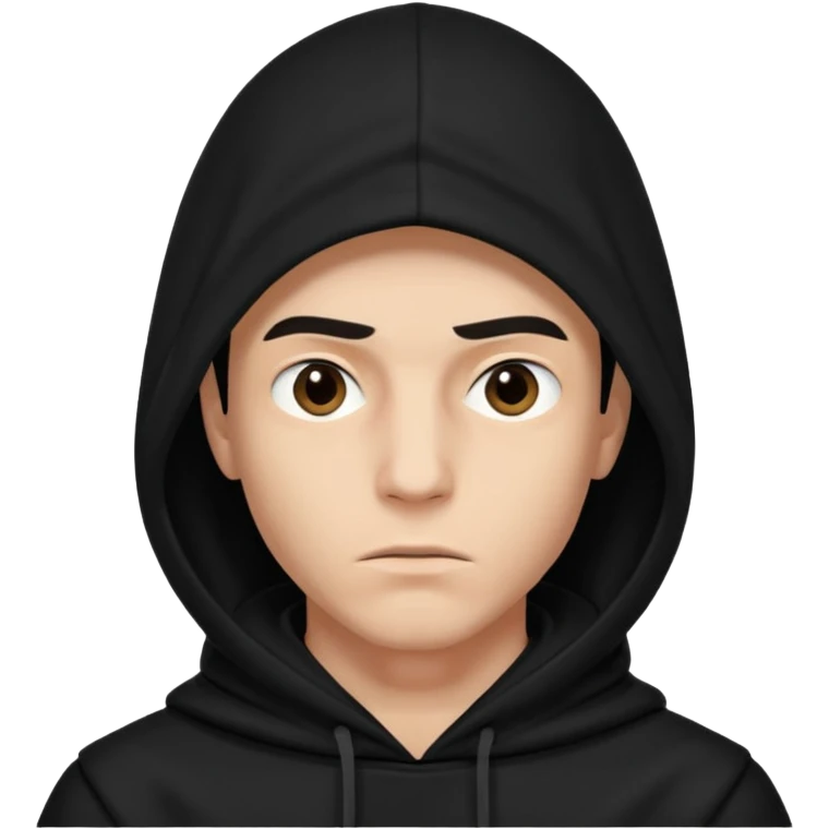 Un joven con una capucha negra que solo le deje ver los ojos y cejas emoji