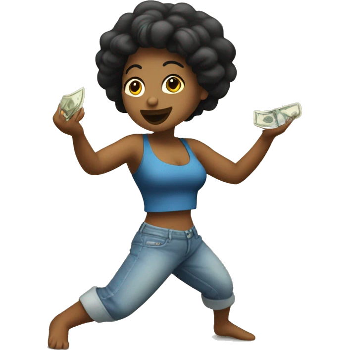 Mujer bailando contando dInero emoji
