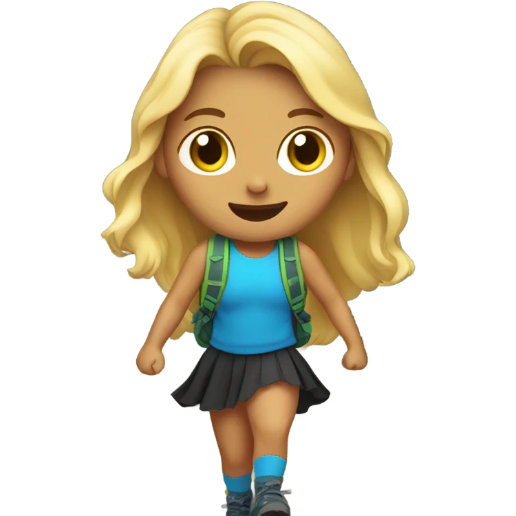 Girl hiking on mountain wearing tutu with blonde hair emoji