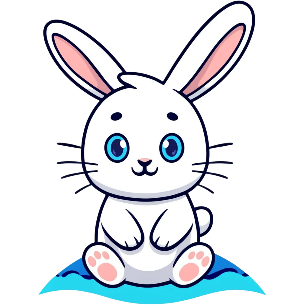 blue and white rabbit with ocean blue eyes emoji