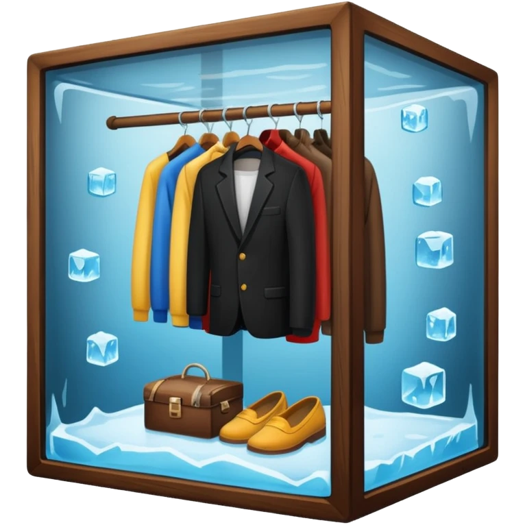 closet inside a large ice cube emoji