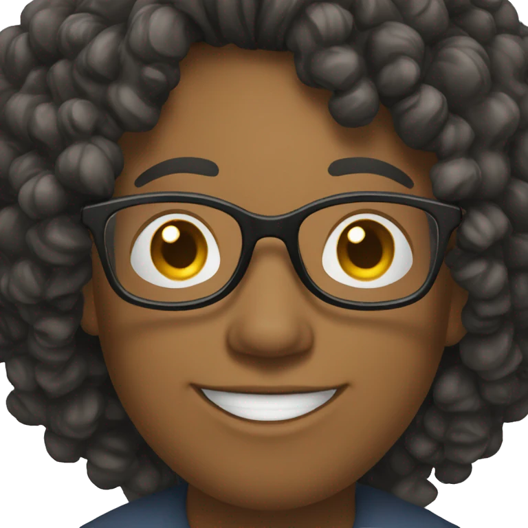 teacher in glasses with long curly black smiling emoji
