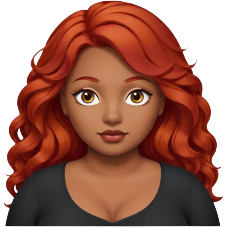 Plus size red hair brown face small eyes long hair Asian eyes small eyes wavy hair eye lashes  emoji