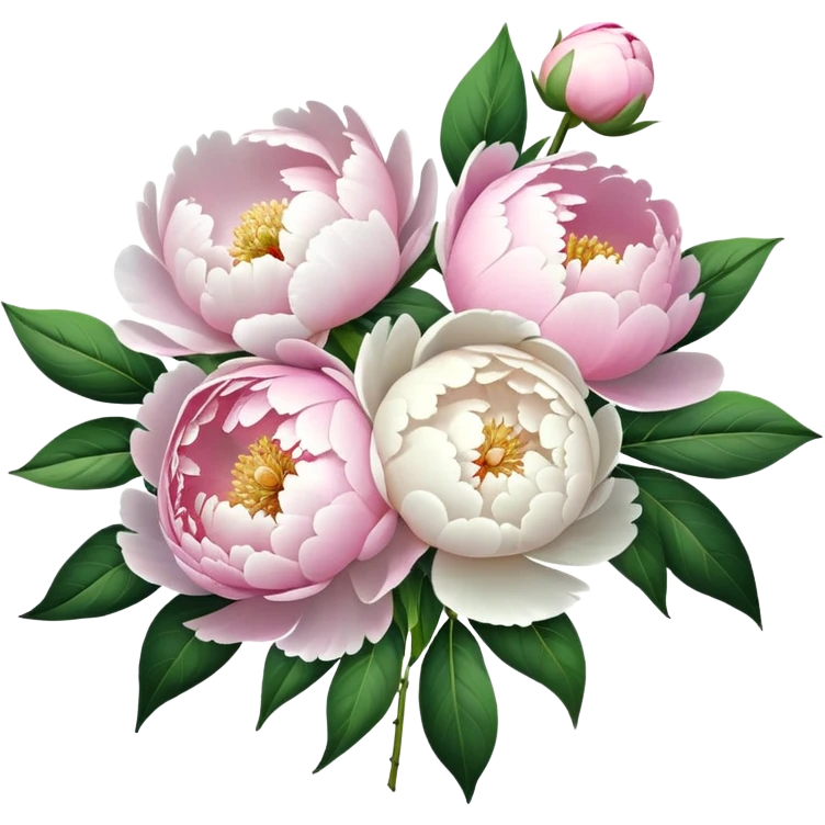 White and pink peonies  bouquet emoji