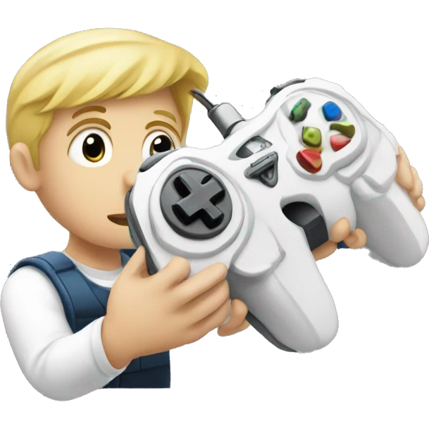 White kid playing videogames emoji