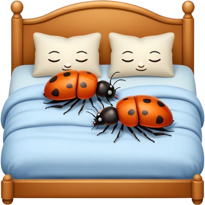 Two bugs sleeping in bed together emoji