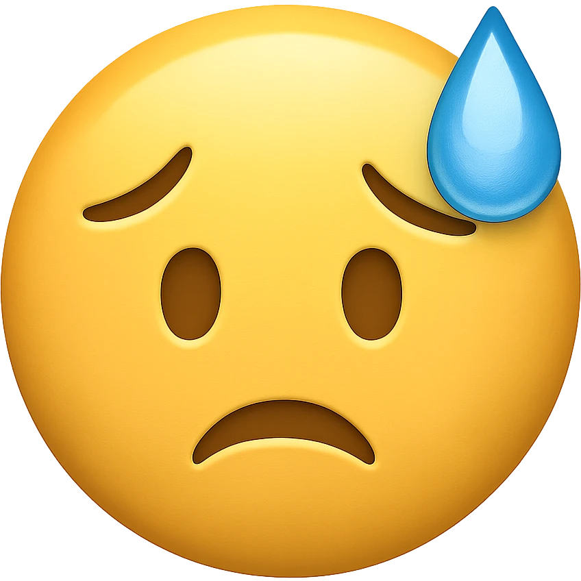 face with cold sweat emoji, digital illustration, no background emoji