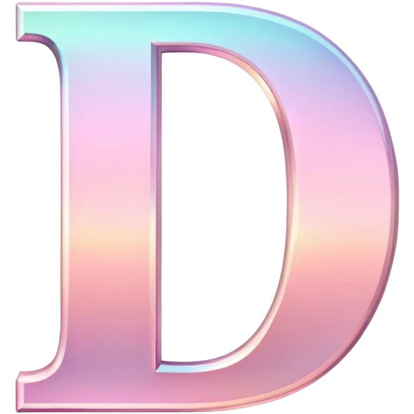 Iridescent pastel pink Font setting icon with letter D emoji