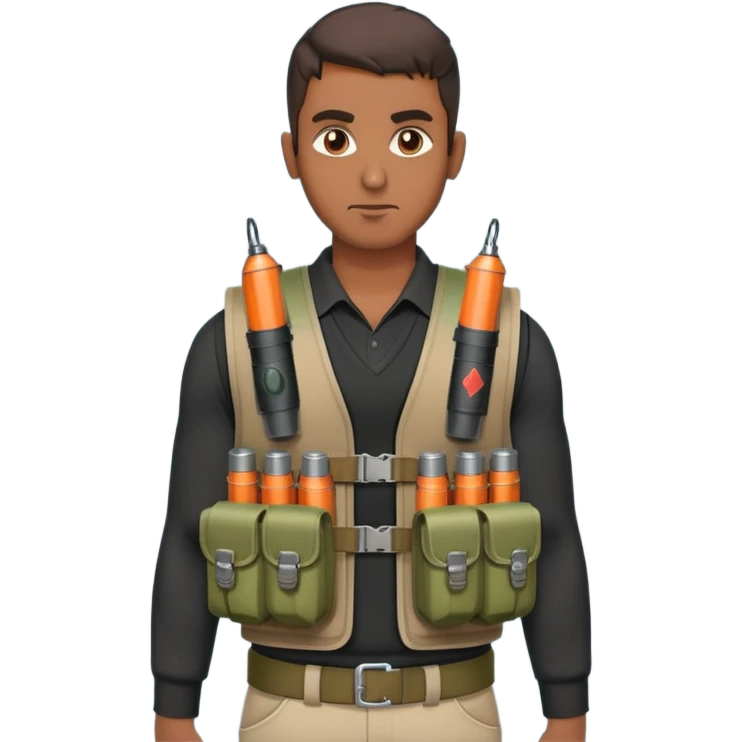 Muslim man with a bombs in his waist and chest emoji