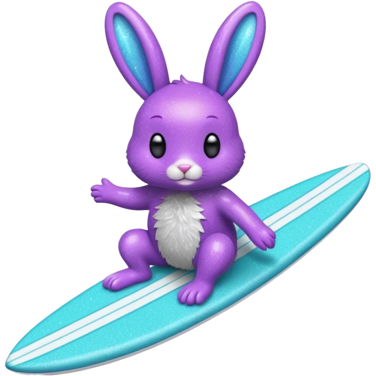 glitter purple cian bunny surf emoji