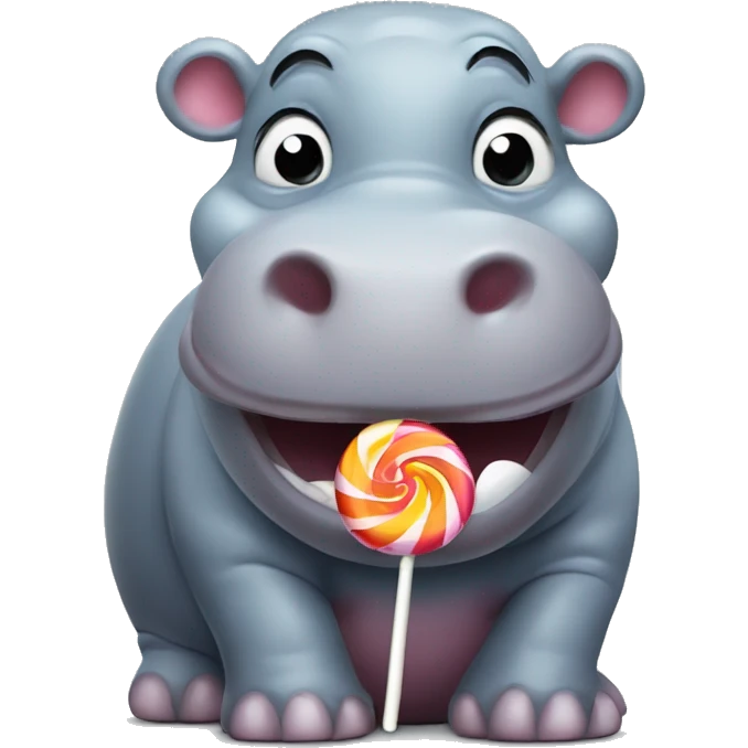 Smiling Hippo with lolly pop emoji