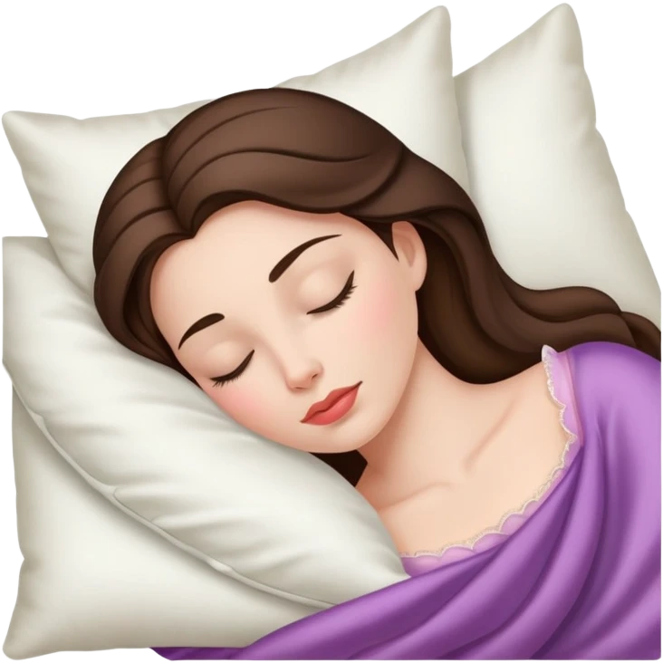 sleeping beauty brunette white girl with a silk pillow emoji