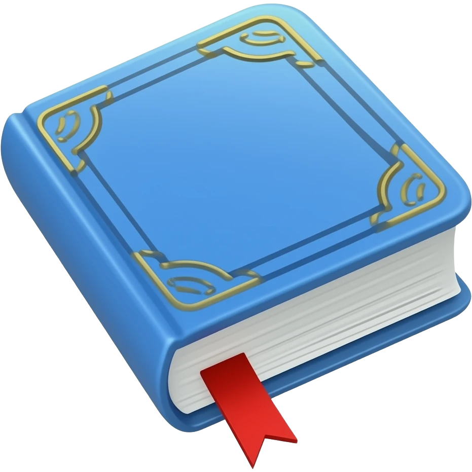 closed blue book with red bookmark emoji