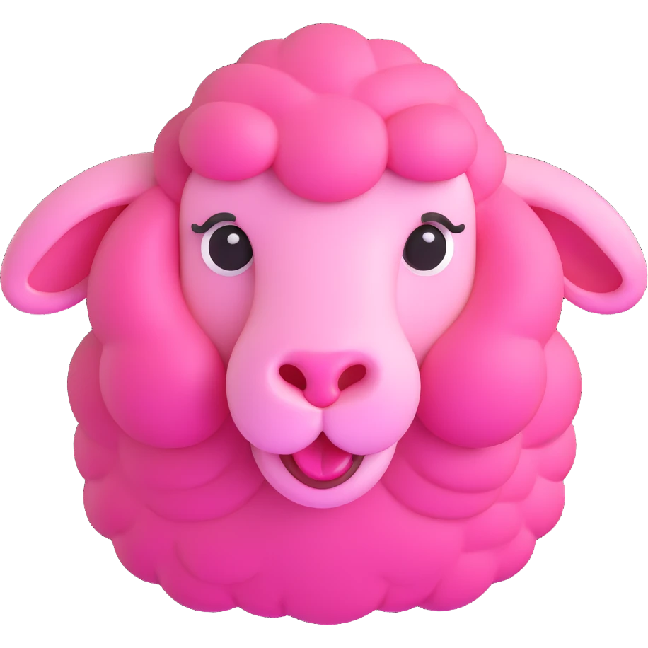 pink sheep with tongue out emoji