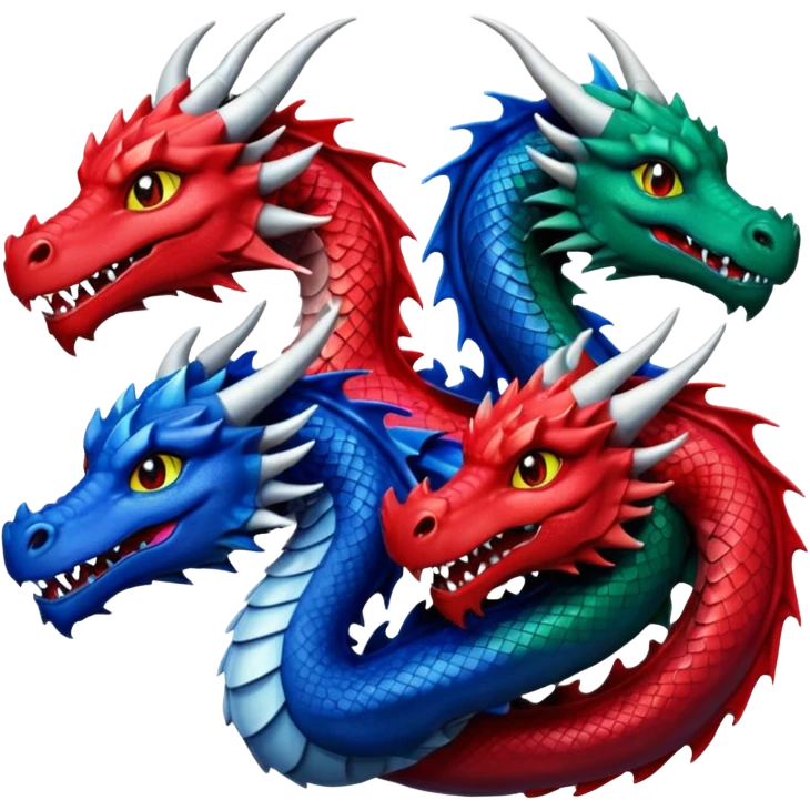 Three dragon together, one facing left one facing centre one facing right  emoji
