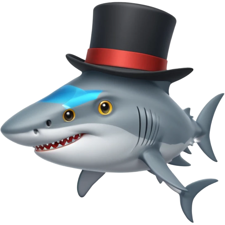 Shark with a top hat emoji