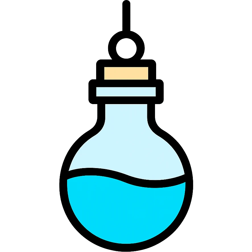 minimalist, elegant, and professional Discord role icon of a hanging elixir bottle with a rounded base, glass style, filled with #6fe8f3 emoji