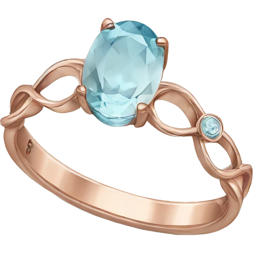 Rose gold wedding ring with oval aquamarine  emoji