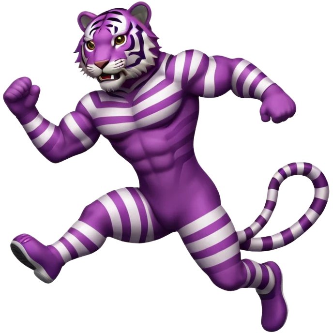 purple tiger with burgundy stripes jumping emoji