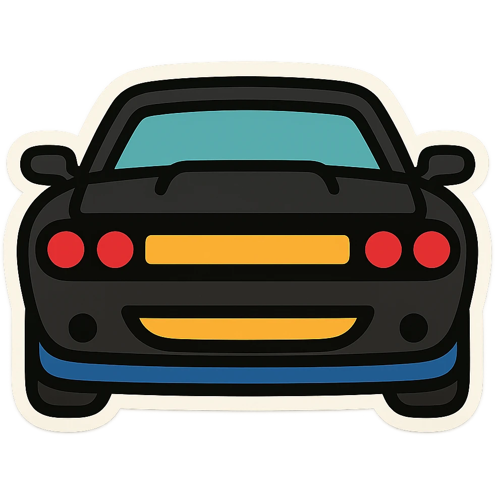 حول دودج شالانجر السوداء مع أضواء أمامية حمراء إلى ملصق إيموجي كرتوني (sticker style) emoji