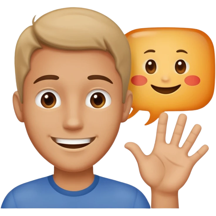 smiling man with a speech bubble saying 'okey' emoji