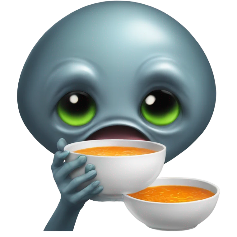 Alien eating soup emoji