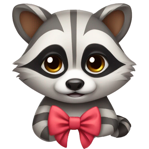 cute raccoon wearing a bow emoji